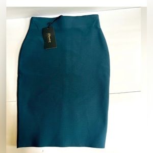 NWT! Shinestar pencil casual skirt, women’s size S, high rise waist,green.